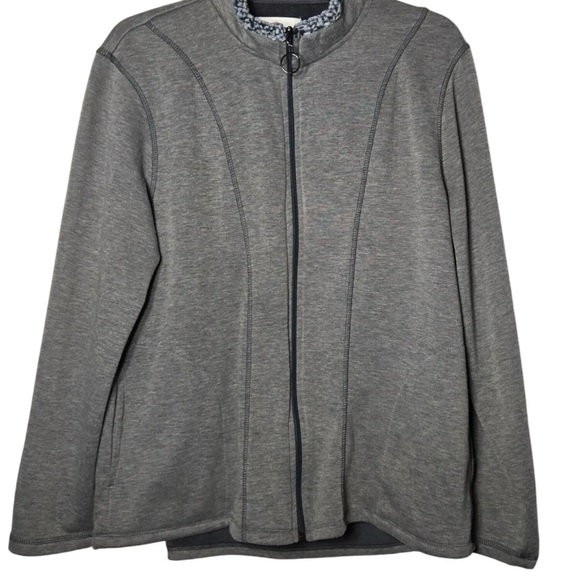 Cuddl Duds Womens Gray Full Zip Jacket Size Large Comfy Winter Sherpa Soft Cozy - Picture 1 of 11